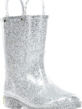 NWT Macy's Western Chief Girls 11 Silver Sparkle Rain Boots